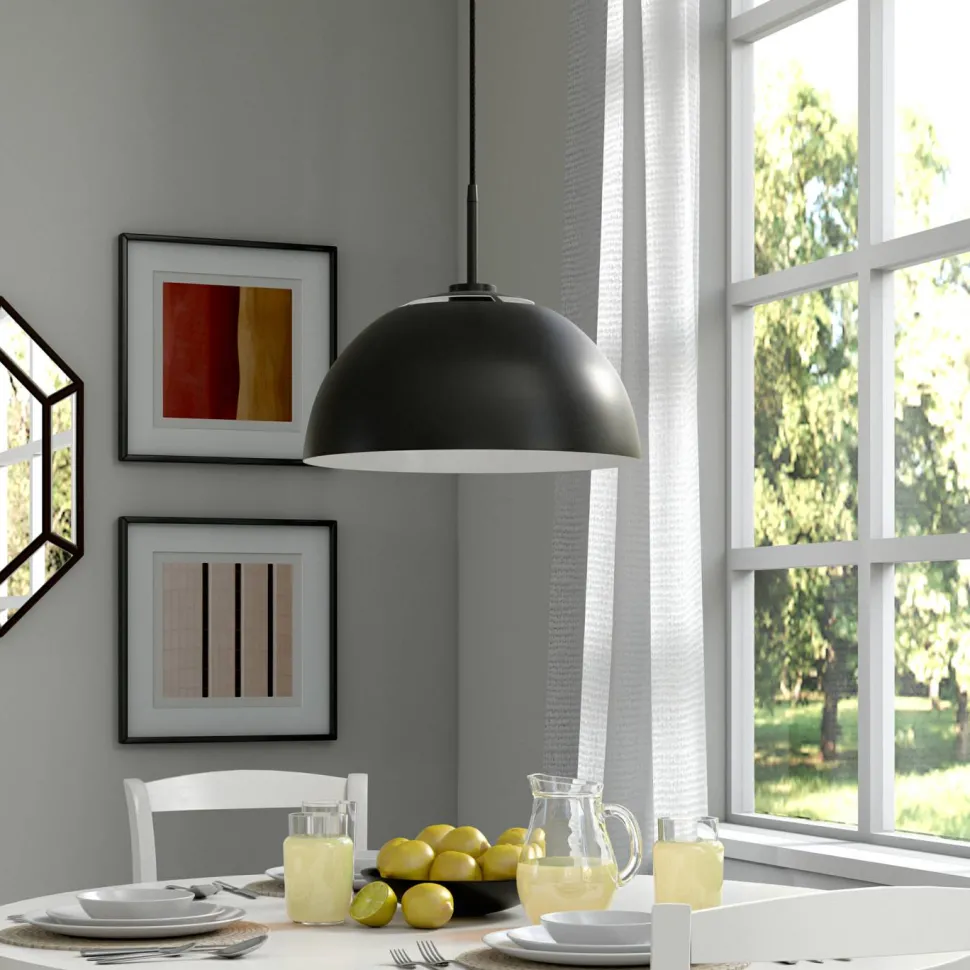 Jordyn 16" Wide Pendant with Metal Shade in Matte Black