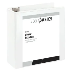 Just Basics Basic View 3-Ring Binder, 4" D-Rings, White