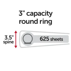 Just Basics Basic View 3-Ring Binder, 3" Round Rings, Black