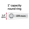 Just Basics Basic View 3-Ring Binder, 1" Round Rings, White