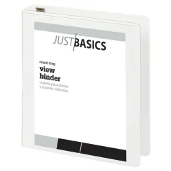 Just Basics Basic View 3-Ring Binder, 1 1/2" Round Rings, White
