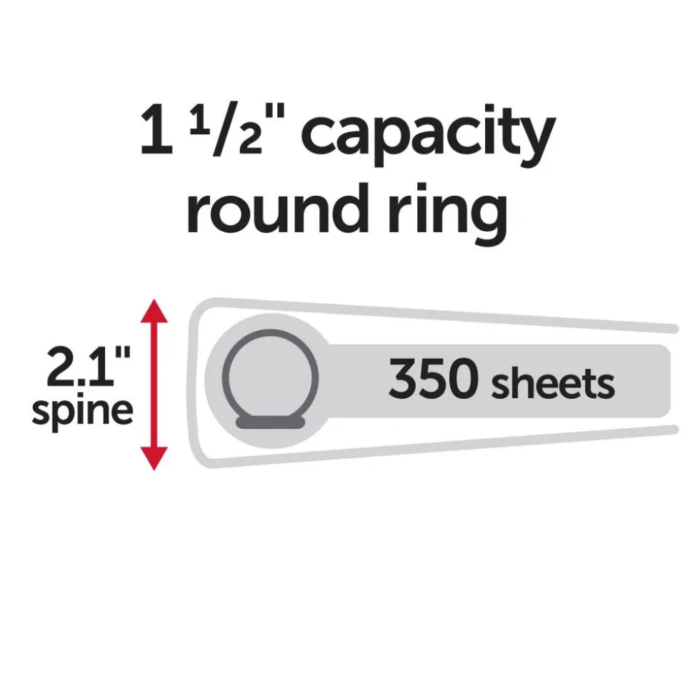 Just Basics Basic View 3-Ring Binder, 1 1/2" Round Rings, White