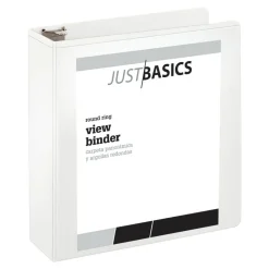 Just Basics Basic View 3-Ring Binder, 3" Round Rings, White