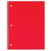 Just Basics Poly Spiral Notebook, 8" x 10-1/2", 1 Subject, Wide Ruled, 70 Sheets, Red