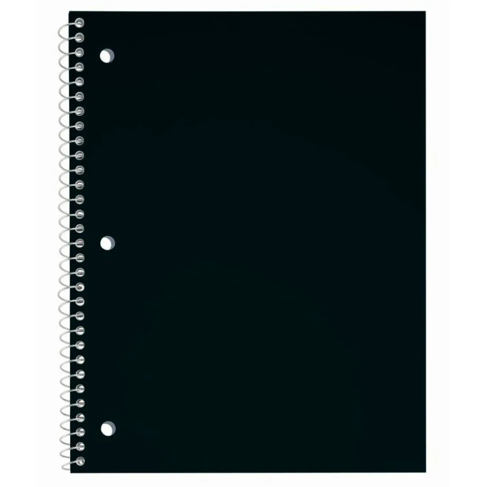 Just Basics Poly Spiral Notebook, 8" x 10-1/2", 1 Subject, Wide Ruled, 70 Sheets, Black