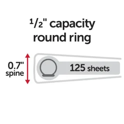 Just Basics View 3-Ring Binder, 1/2" Round Rings, White, Pack Of 12