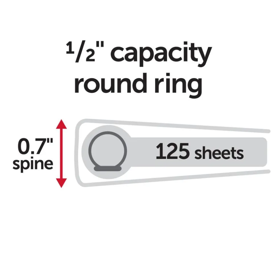 Just Basics View 3-Ring Binder, 1/2" Round Rings, White, Pack Of 12