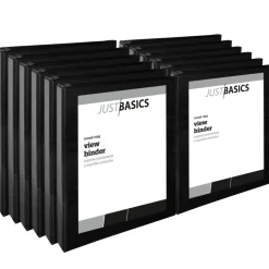 Just Basics View 3-Ring Binder, 1" Round Rings, Black, Pack Of 12