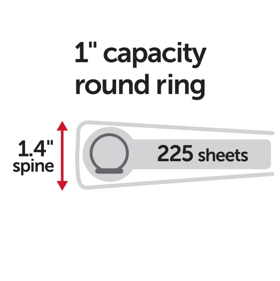 Just Basics View 3-Ring Binder, 1" Round Rings, Black, Pack Of 12