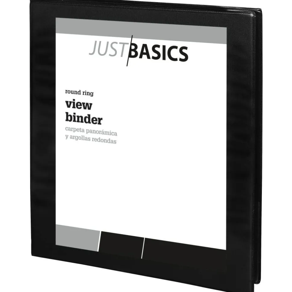 Just Basics View 3-Ring Binder, 1" Round Rings, Black, Pack Of 12