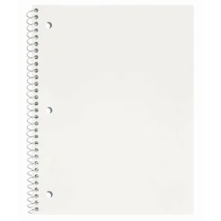 Just Basics Poly Spiral Notebook, 8" x 10-1/2", 1 Subject, College Ruled, 70 Sheets, White