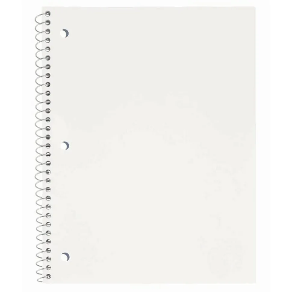 Just Basics Poly Spiral Notebook, 8" x 10-1/2", 1 Subject, College Ruled, 70 Sheets, White