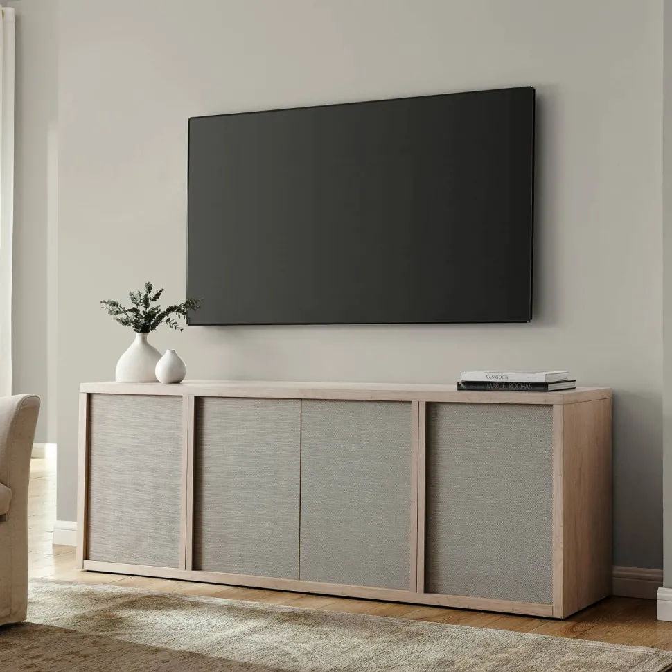 Kai Rectangular TV Stand for TV's up to 75" in Alder White