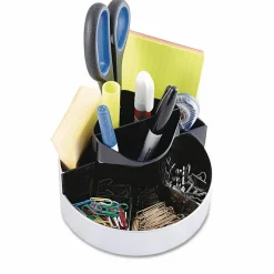 Kantek Rotating Desktop Organizer, 4.4"H x 6"W, Desktop, Silver, 1Each