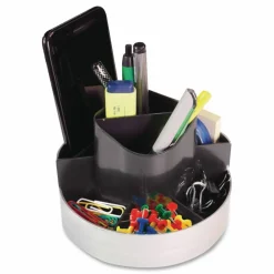 Kantek Rotating Desktop Organizer, 4.4"H x 6"W, Desktop, Silver, 1Each