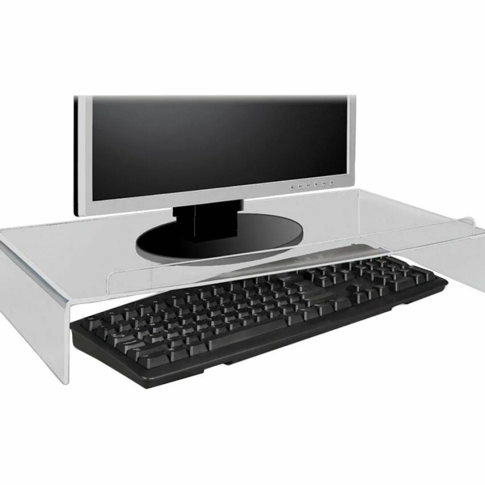 Kantek Acrylic Monitor Stand with Keyboard Storage - Up to 19" Screen Support - 50 lb Load Capacity - AMS300