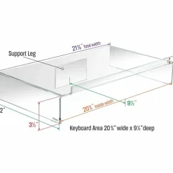 Kantek Acrylic Monitor Stand with Keyboard Storage - Up to 19" Screen Support - 50 lb Load Capacity - AMS300
