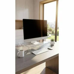 Kantek Acrylic Monitor Stand with Keyboard Storage - Up to 19