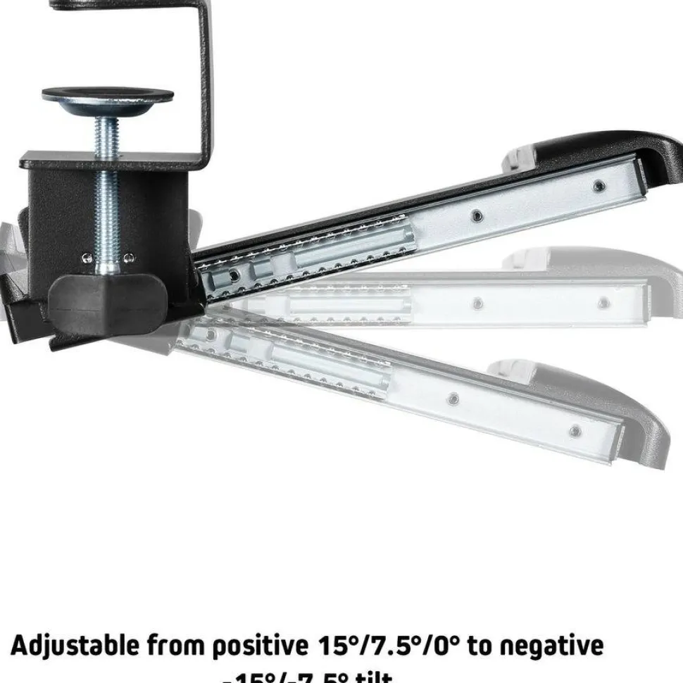 Kantek Desk Clamp Five-Position Tilting Keyboard Tray, 26.8" x 11.1, Black