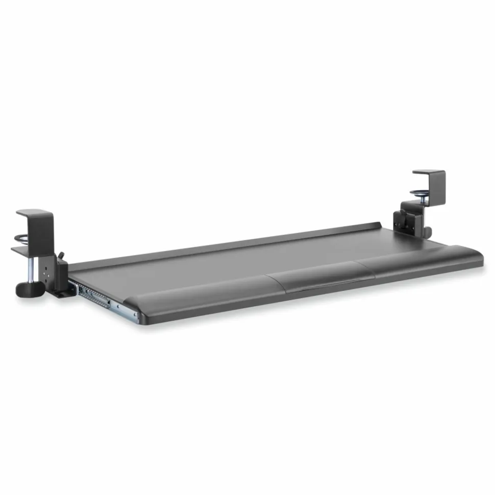 Kantek Desk Clamp Five-Position Tilting Keyboard Tray, 26.8" x 11.1, Black