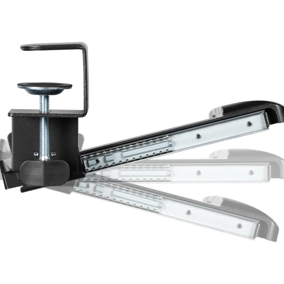 Kantek Desk Clamp Five-Position Tilting Keyboard Tray, 26.8" x 11.1, Black