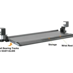 Kantek Desk Clamp Five-Position Tilting Keyboard Tray, 26.8