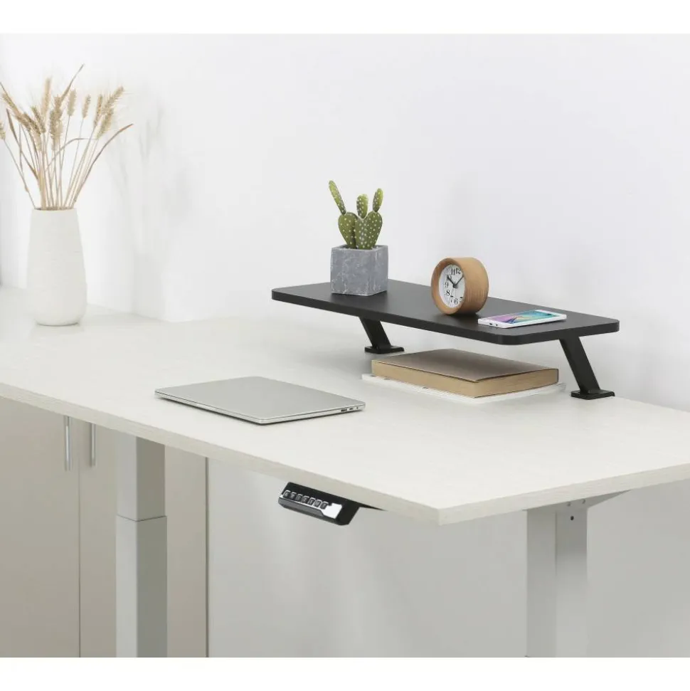 Kantek Desktop Shelf/Monitor Stand - 40 lb Load Capacity - 5.10" Hx25.60" Wx10.20" D - Desk - Black - For Monitor, Supplies, File - Sturdy - DS910