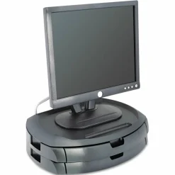 Kantek LCD Monitor Stand with Drawers - Flat Panel Display Type Supported13" Width - Black