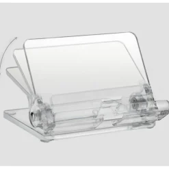 Kantek Mobile Phone Stand - Portrait, Landscape - Acrylic - Clear - Adjustable Angle, Foldable, Non-skid Feet - 1 Each