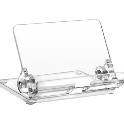 Kantek Mobile Phone Stand - Portrait, Landscape - Acrylic - Clear - Adjustable Angle, Foldable, Non-skid Feet - 1 Each