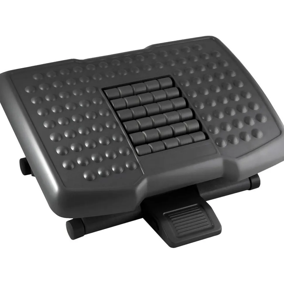 Kantek Premium Ergonomic Footrest, 4"H x 18"W x 13"D, Black