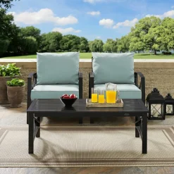 Kaplan 3Pc Outdoor Metal Armchair Set