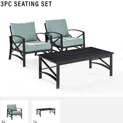 Kaplan 3Pc Outdoor Metal Armchair Set