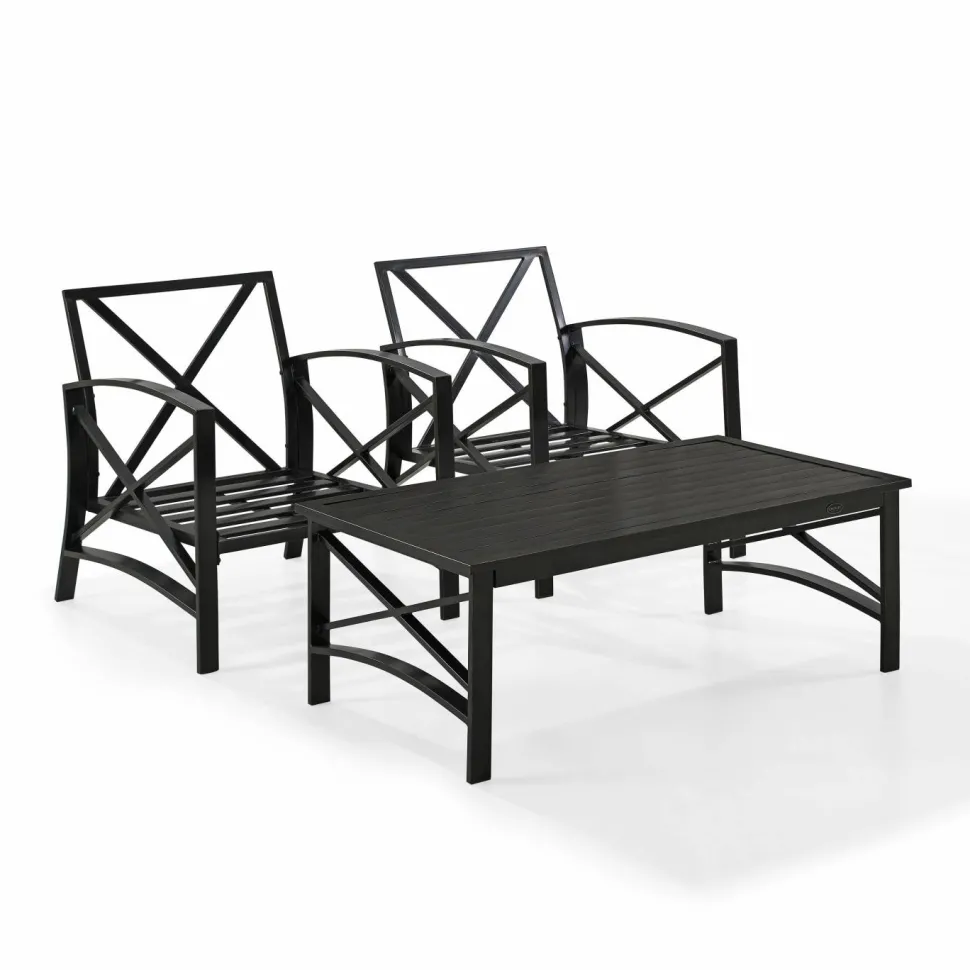 Kaplan 3Pc Outdoor Metal Armchair Set