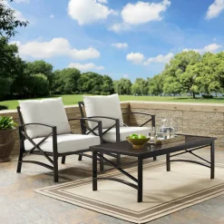 Kaplan 3Pc Outdoor Metal Armchair Set