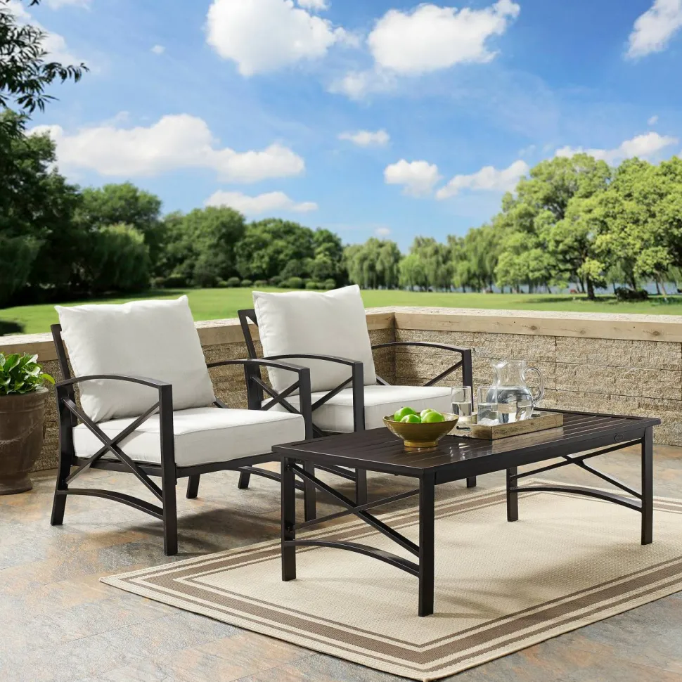 Kaplan 3Pc Outdoor Metal Armchair Set