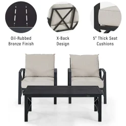 Kaplan 3Pc Outdoor Metal Armchair Set