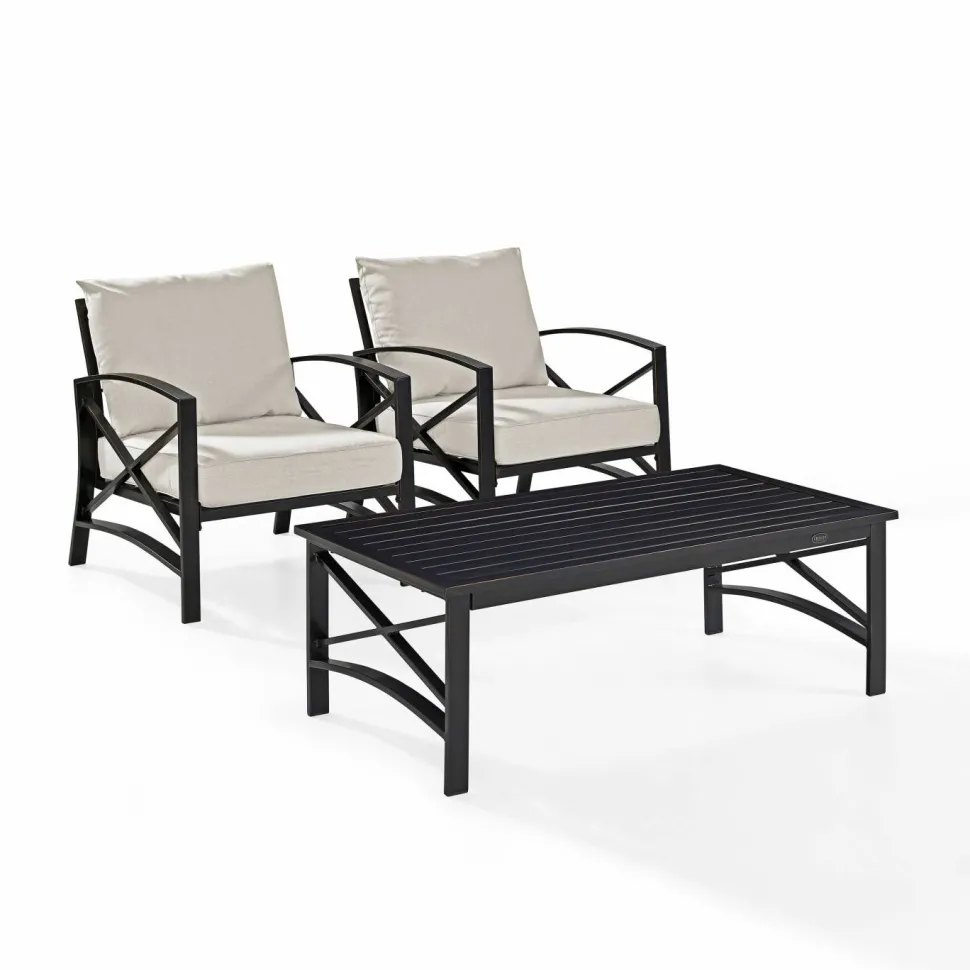Kaplan 3Pc Outdoor Metal Armchair Set