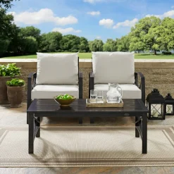 Kaplan 3Pc Outdoor Metal Armchair Set