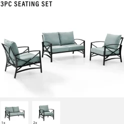 Kaplan 3Pc Outdoor Metal Conversation Set