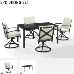 Kaplan 5Pc Outdoor Metal Dining Set