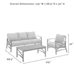 Kaplan 3Pc Outdoor Metal Sofa Set