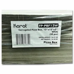 Karat Corrugated Pizza Boxes, 12 x 12 x 1.97, White/Brown, 50/Carton