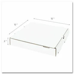 Karat Corrugated Pizza Boxes, 12 x 12 x 1.97, White/Brown, 50/Carton