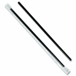 Karat Jumbo Straws, 9", Plastic, Black, 2,000/Carton