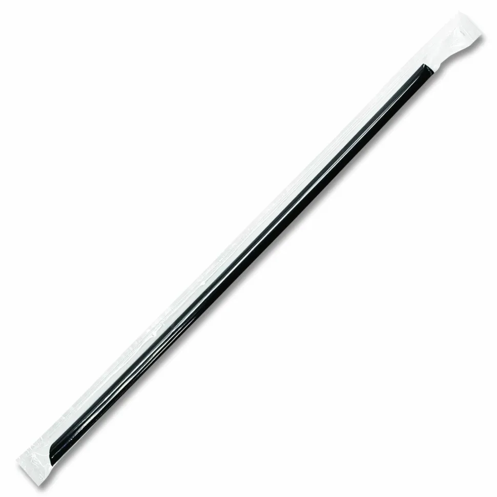 Karat Jumbo Straws, 9", Plastic, Black, 2,000/Carton