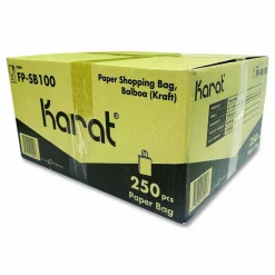 Karat Paper Shopping Bag, Rope Handles, Small Size, 8.1 x 4.5 x 10.6, Kraft, 250/Carton