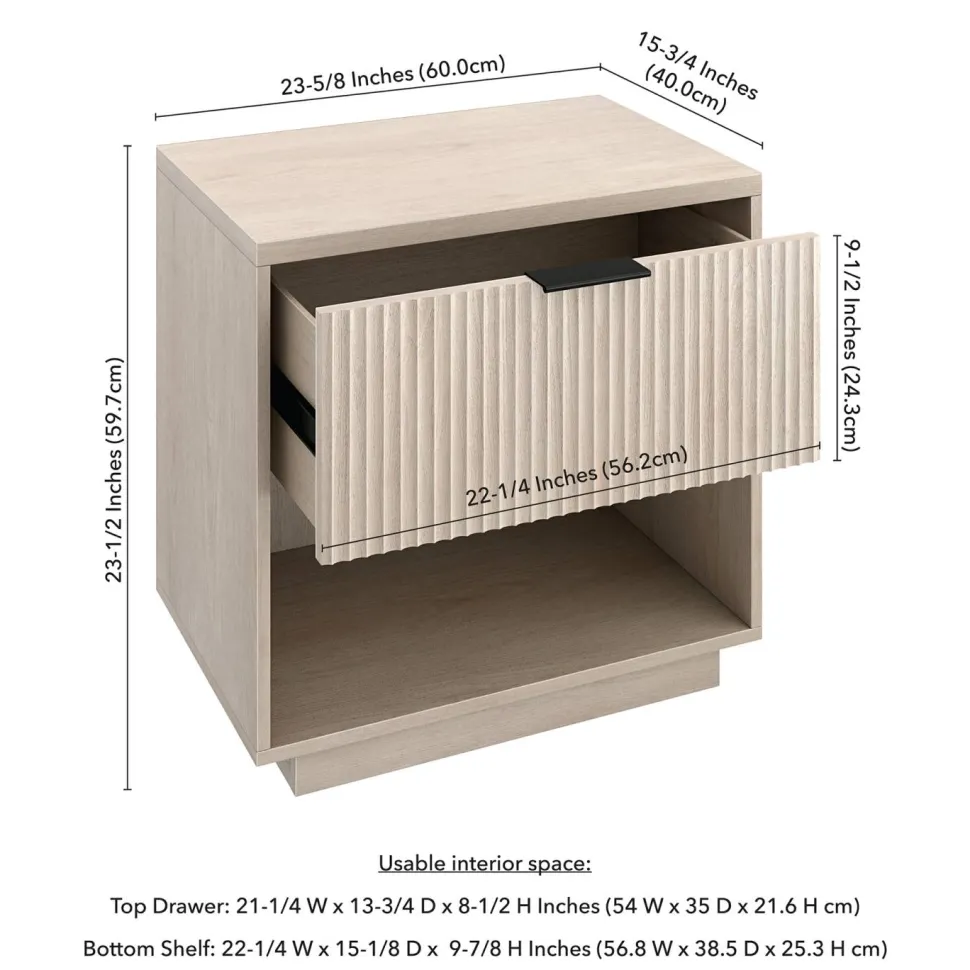 Karten 24" Wide Rectangular Nightstand in Alder White