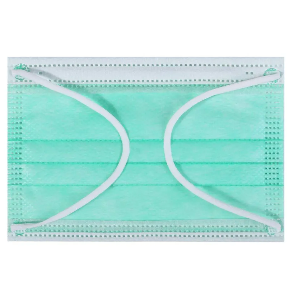 Kata 3-Ply Pleated Disposable Children's Face Masks, One Size, Green, Box Of 50 Masks