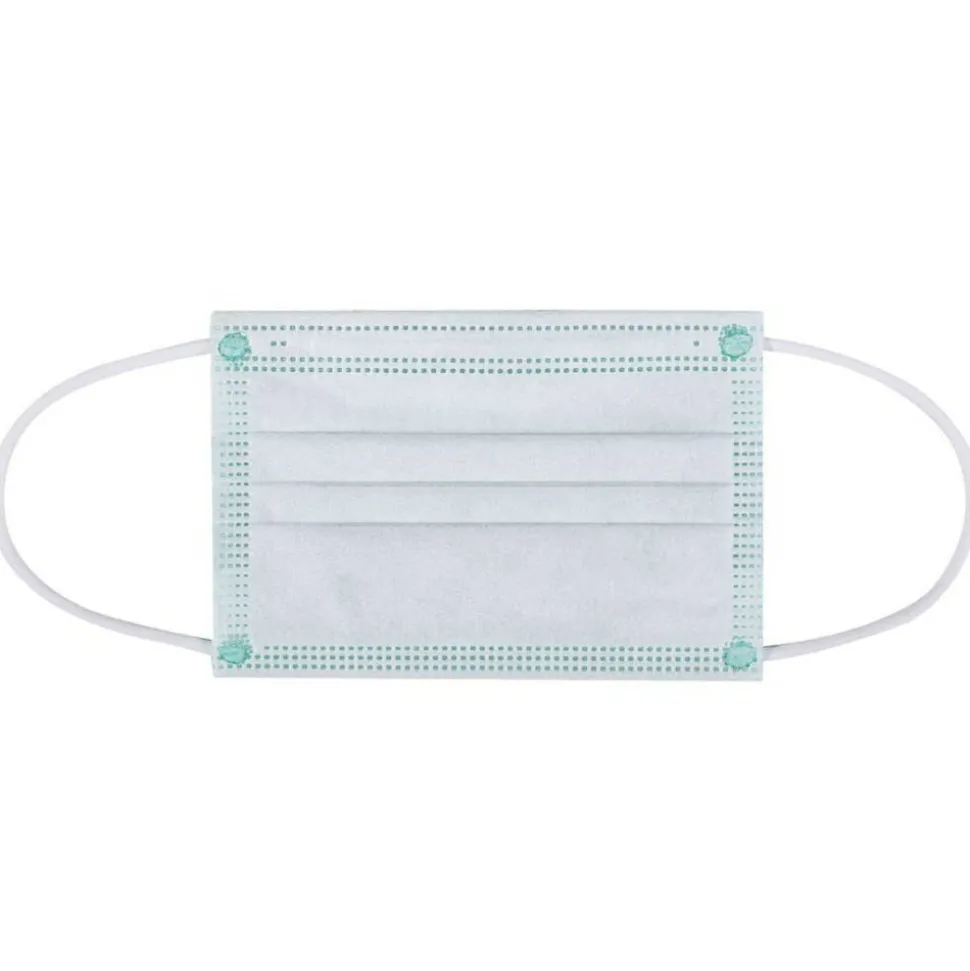 Kata 3-Ply Pleated Disposable Children's Face Masks, One Size, Green, Box Of 50 Masks